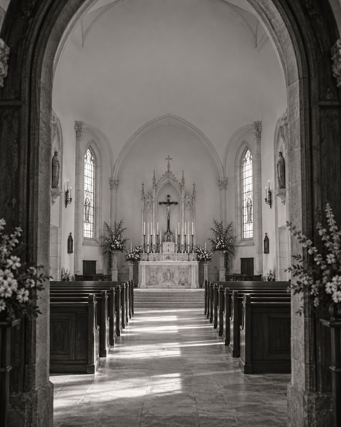 Imagen artística de un interior de capilla